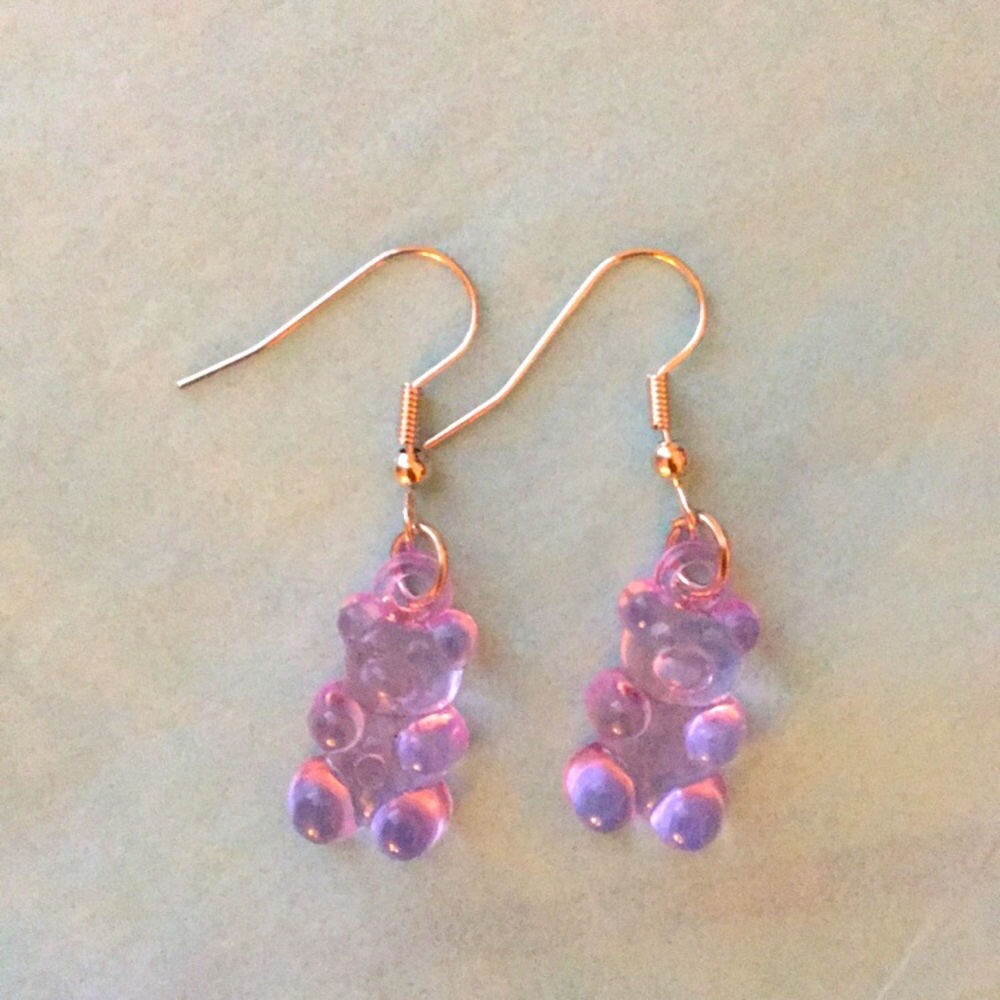 Adorable Pastel Purple Gummy Bear Dangle Earrings